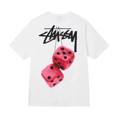 "ST*SSY" Red Dice Style T'Shirt - WHITE