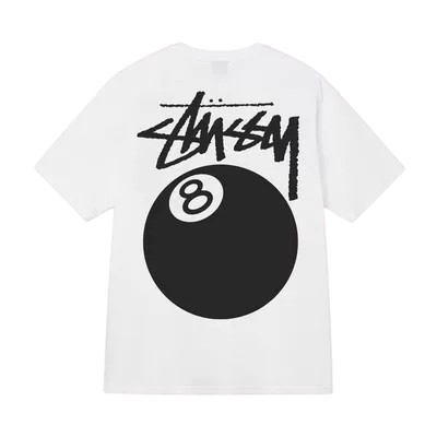 "ST*SSY" 8-BALL T'Shirt - WHITE